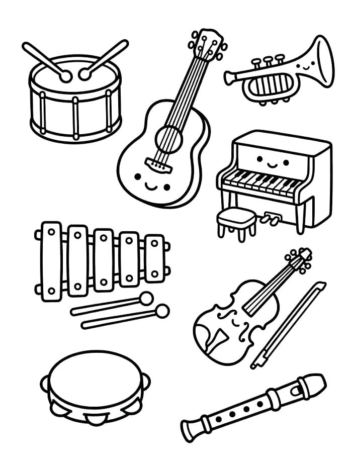 Coloriage De jolis instruments de musique