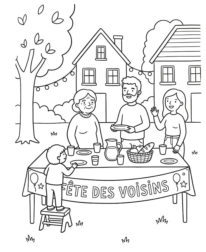 Coloriage Dessin de Fête des Voisins