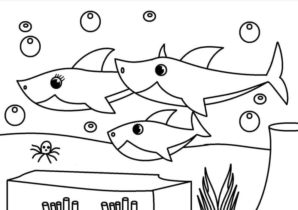 Coloriage Famille Baby Shark