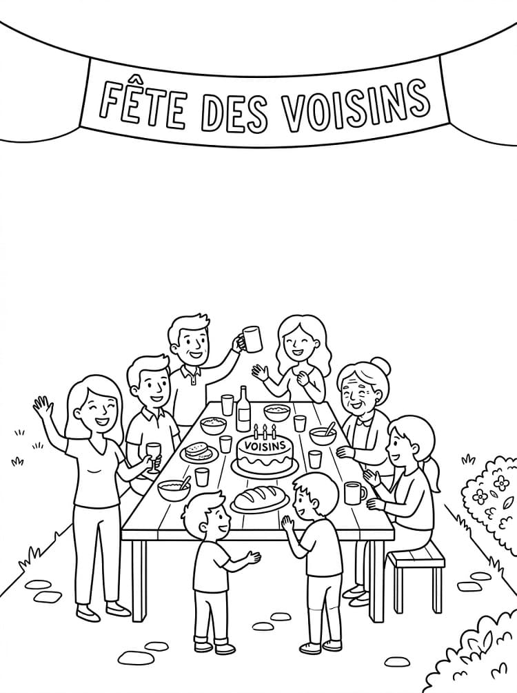 Coloriage Fête des Voisins Gratuit