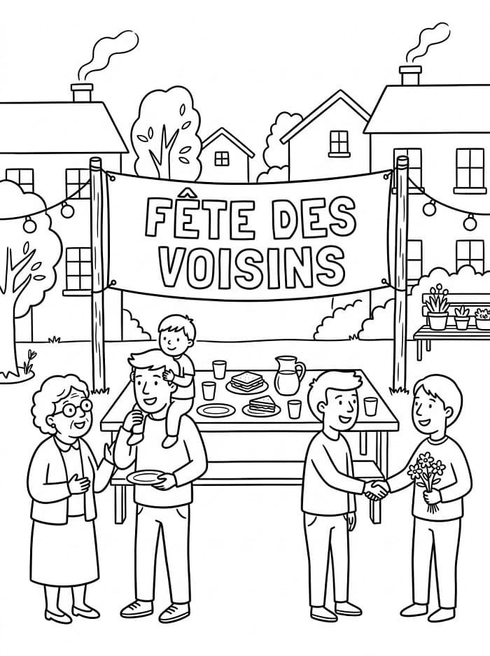 Coloriage Fête des Voisins