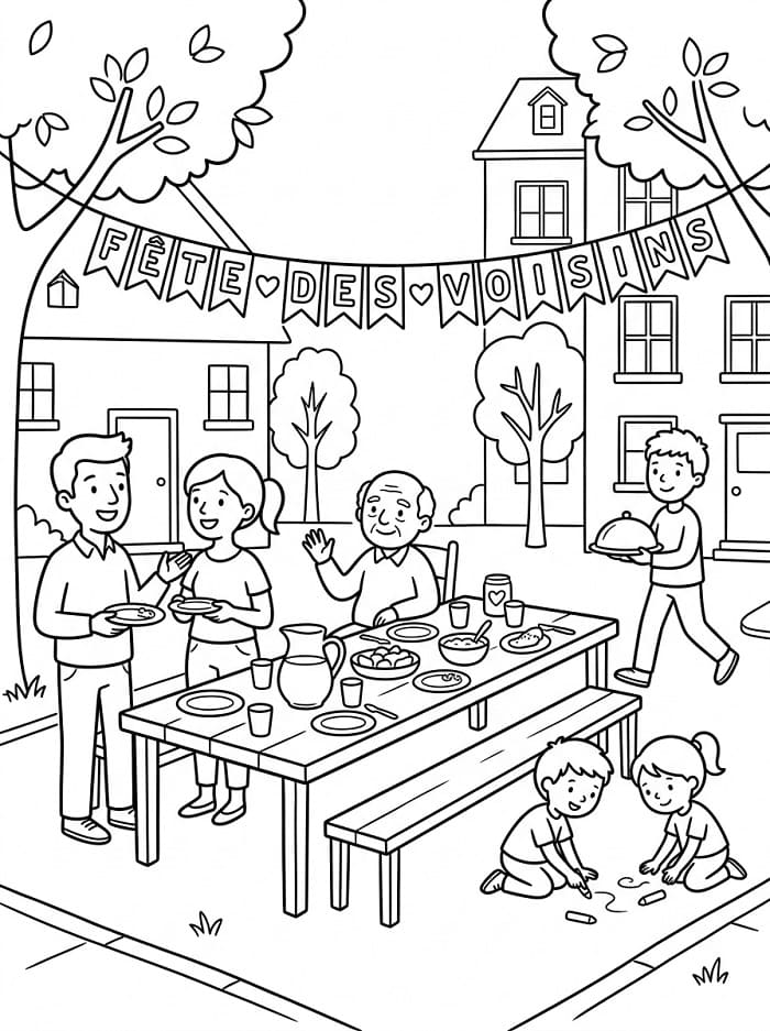 Coloriage Fête des Voisins Imprimable Gratuit