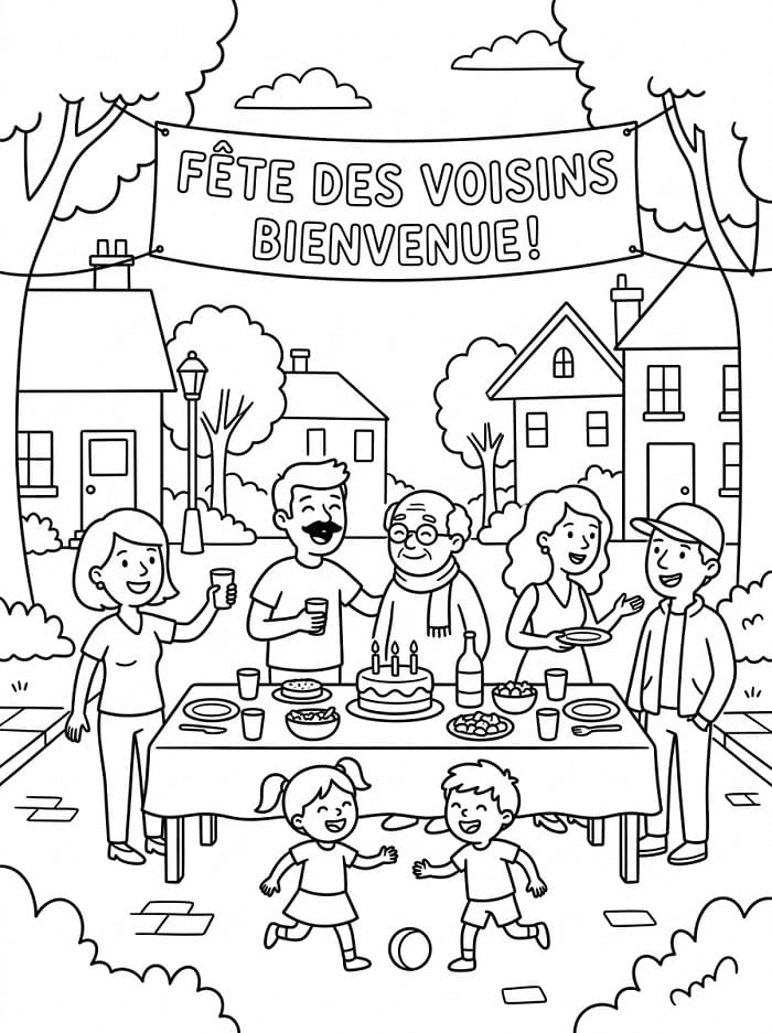 Coloriage Fête des Voisins Imprimable
