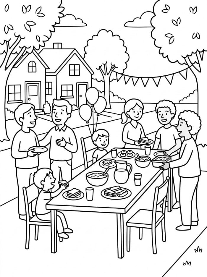 Coloriage Fête des Voisins Pour les Enfants de 1 An