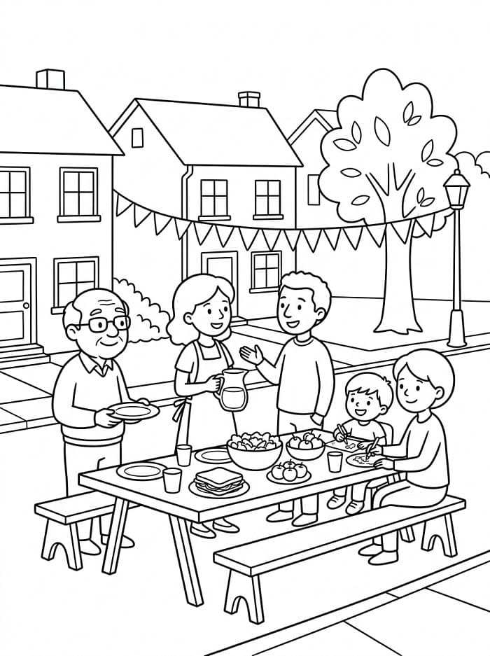 Coloriage Fête des Voisins Pour les Enfants de 2 Ans