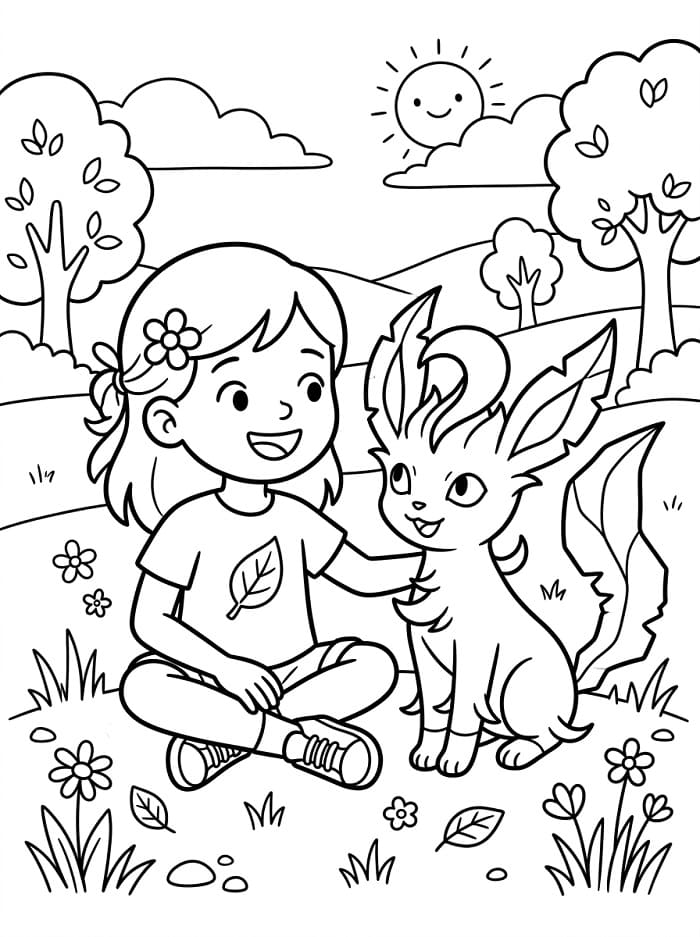 Coloriage Fille avec Phyllali