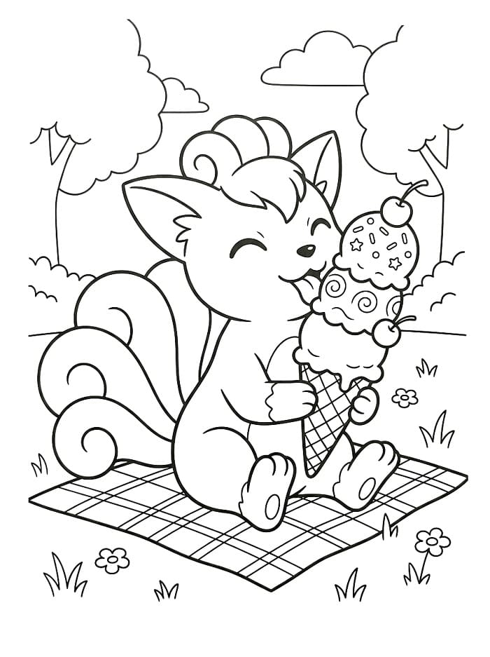 Coloriage Goupix avec de la glace