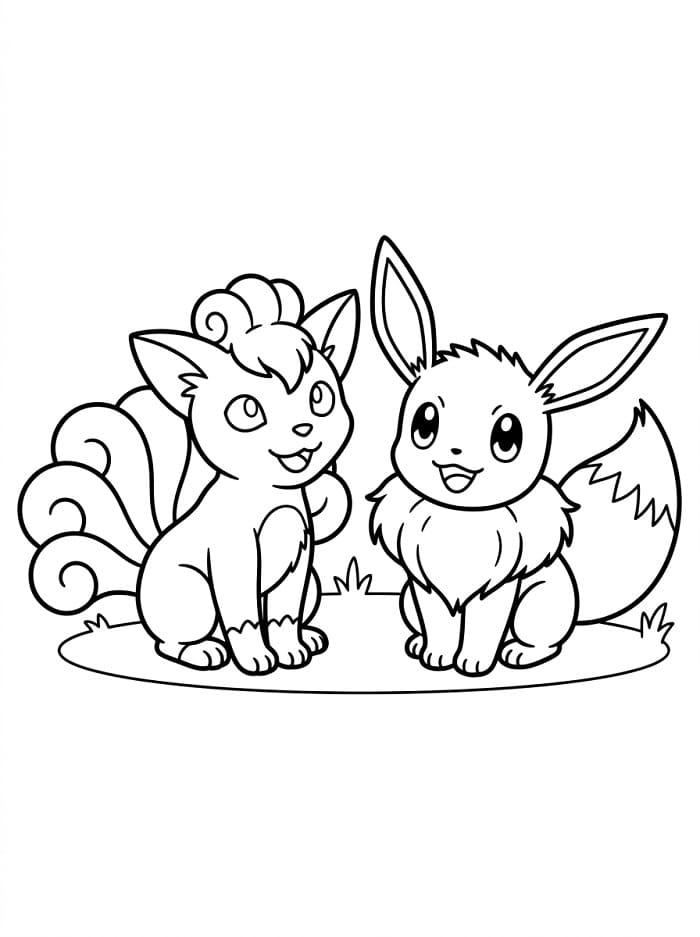 Coloriage Goupix avec Évoli