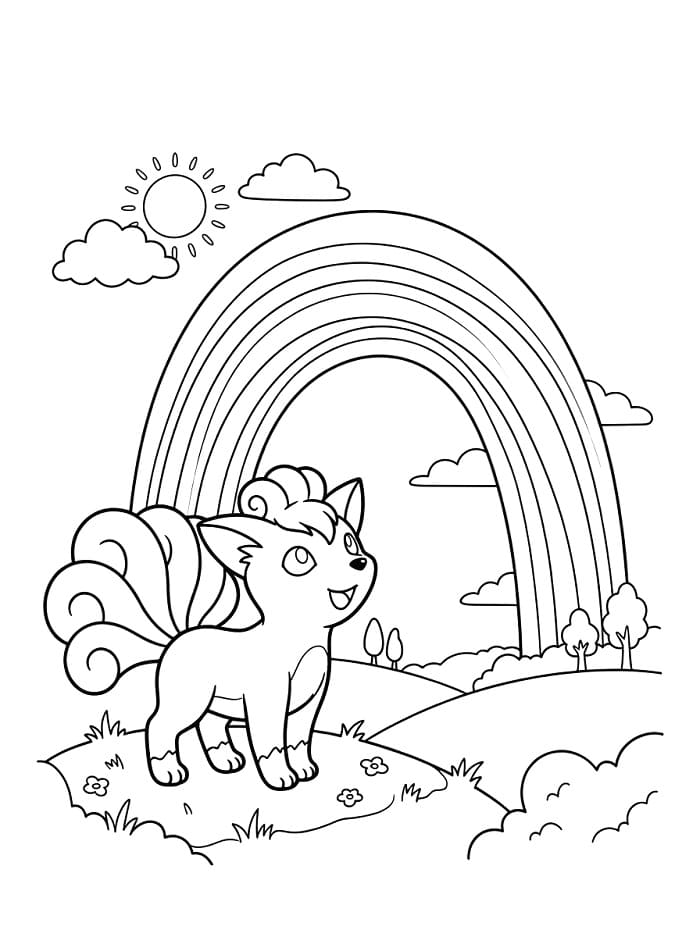 Coloriage Goupix et arc-en-ciel