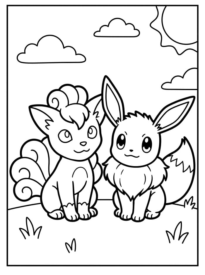 Coloriage Goupix et Évoli