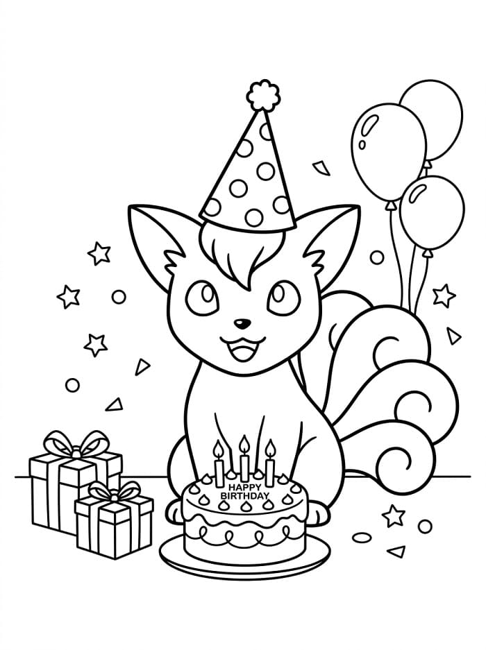 Coloriage Goupix pour son anniversaire