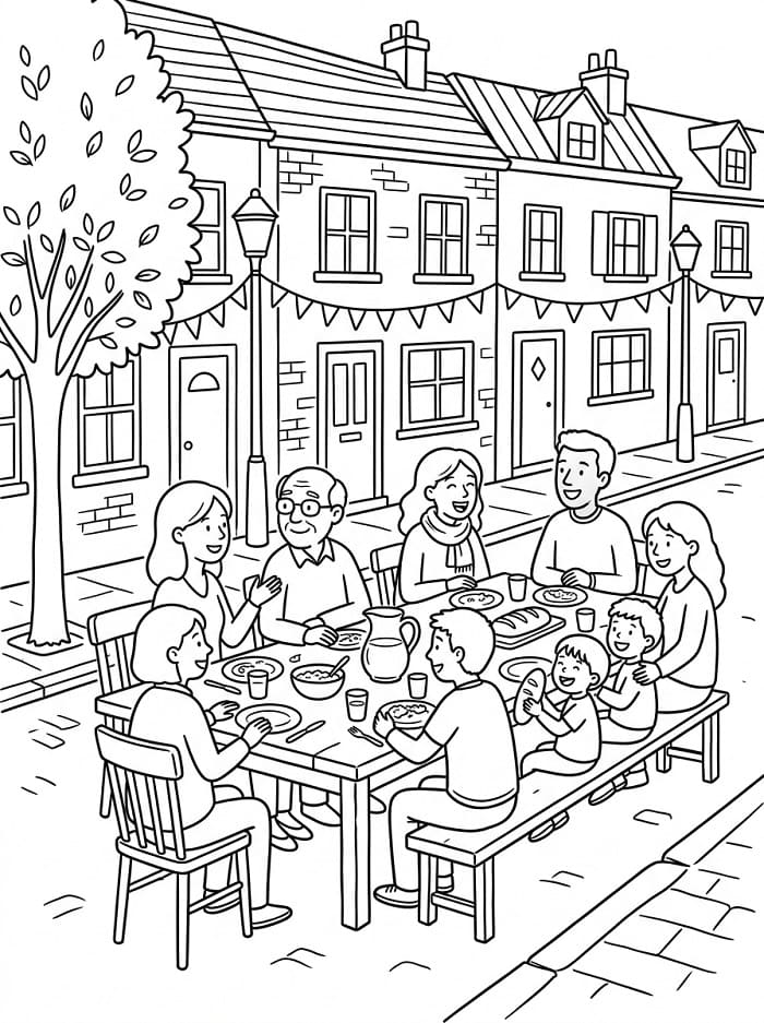 Coloriage Gratuit Fête des Voisins