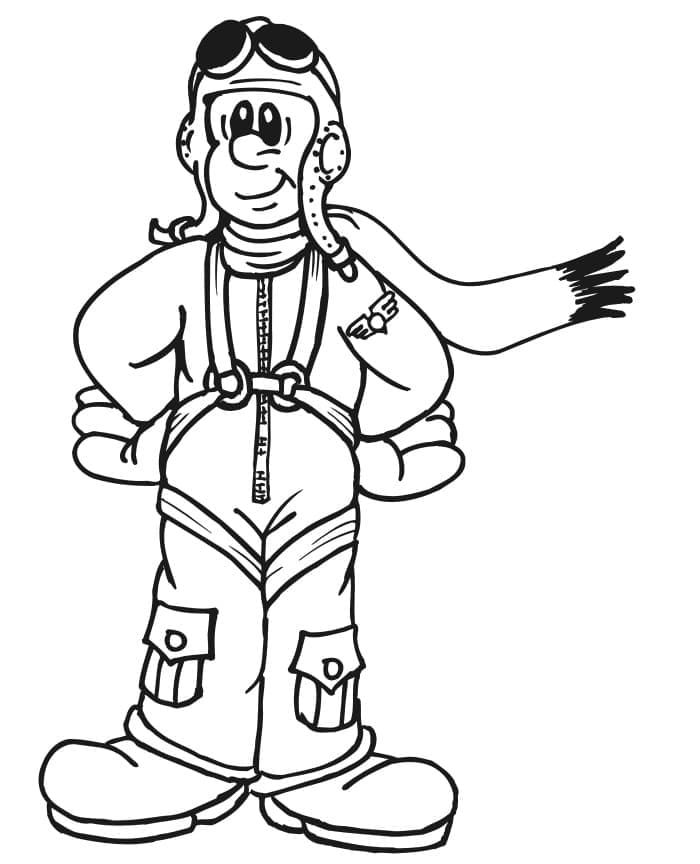 Coloriage Gratuit Pilote Pour les Enfants