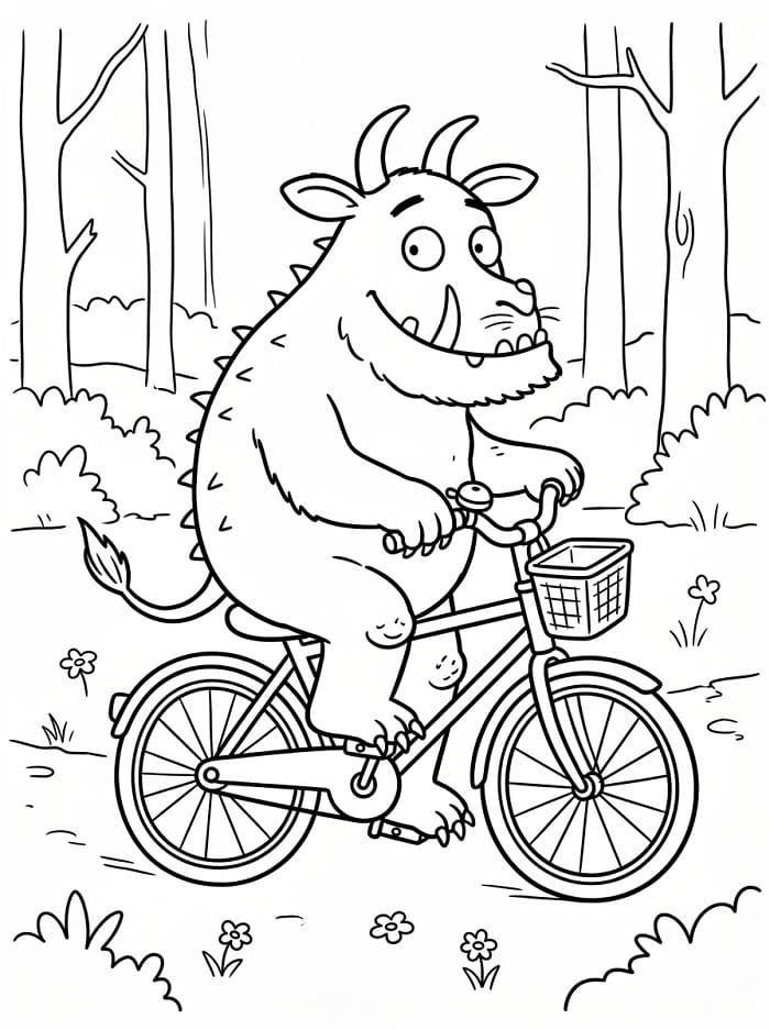 Coloriage Gruffalo à vélo