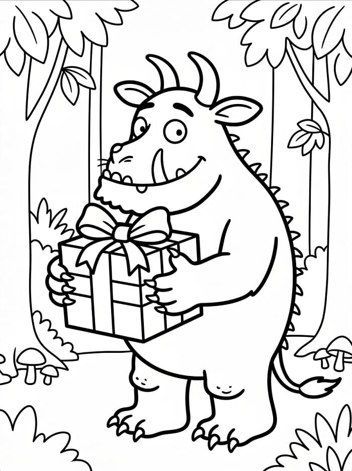 Coloriage Gruffalo avec un cadeau