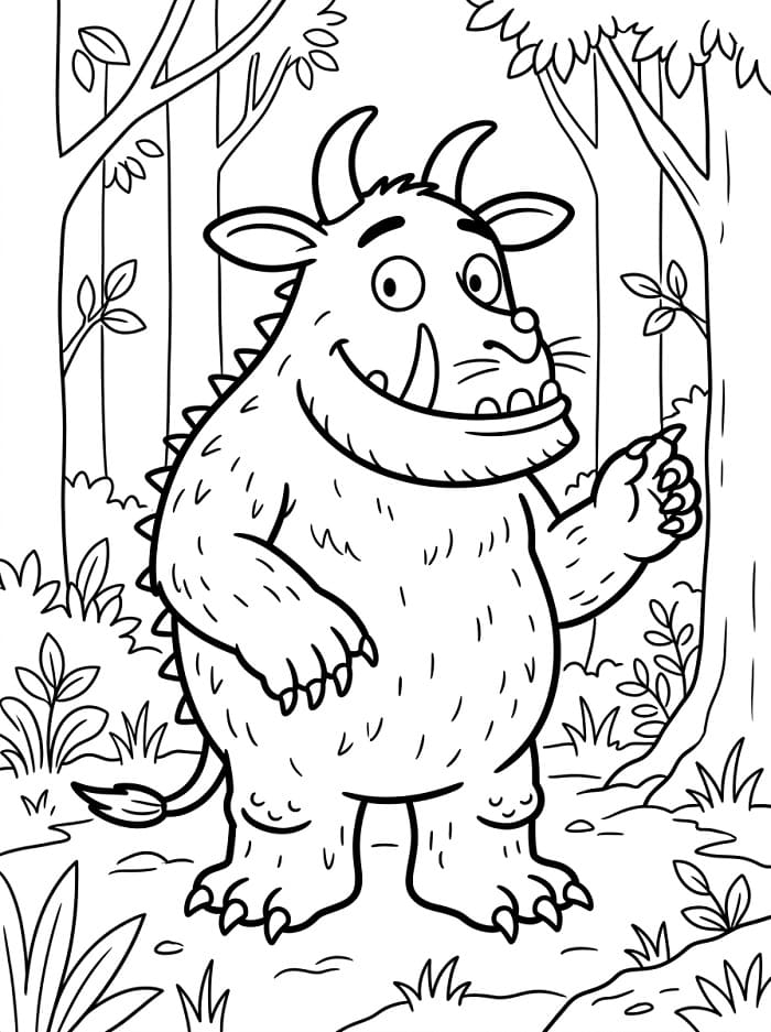 Coloriage Gruffalo dans la forêt