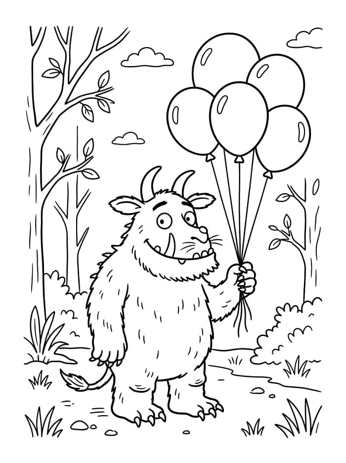Coloriage Gruffalo et ballons