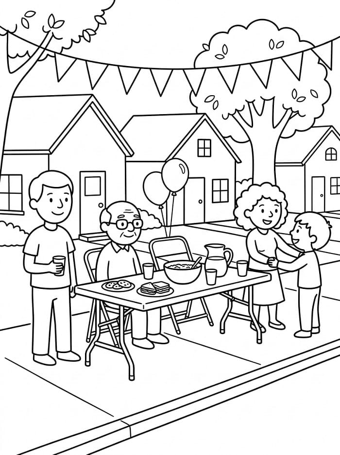 Coloriage Image de Fête des Voisins
