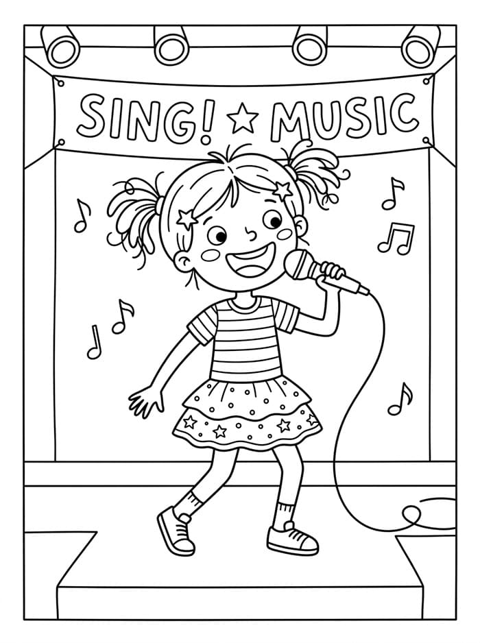 Coloriage Imprimable Chanteuse Pour les Enfants