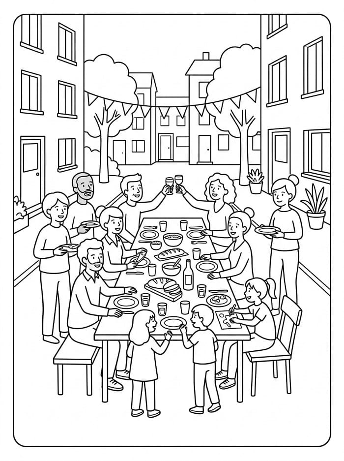 Coloriage Imprimable Fête des Voisins