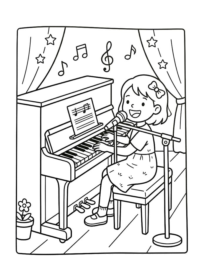 Coloriage Imprimable Gratuit Chanteuse