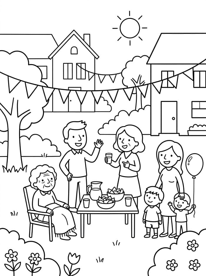 Coloriage Imprimable Gratuit Fête des Voisins