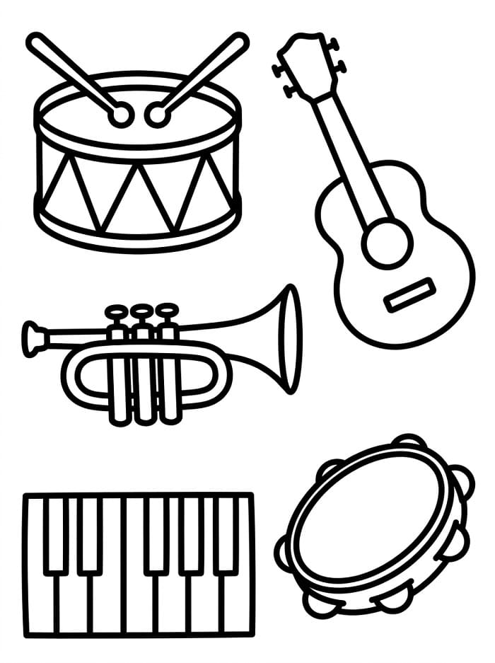 Coloriage Instruments de musique de base
