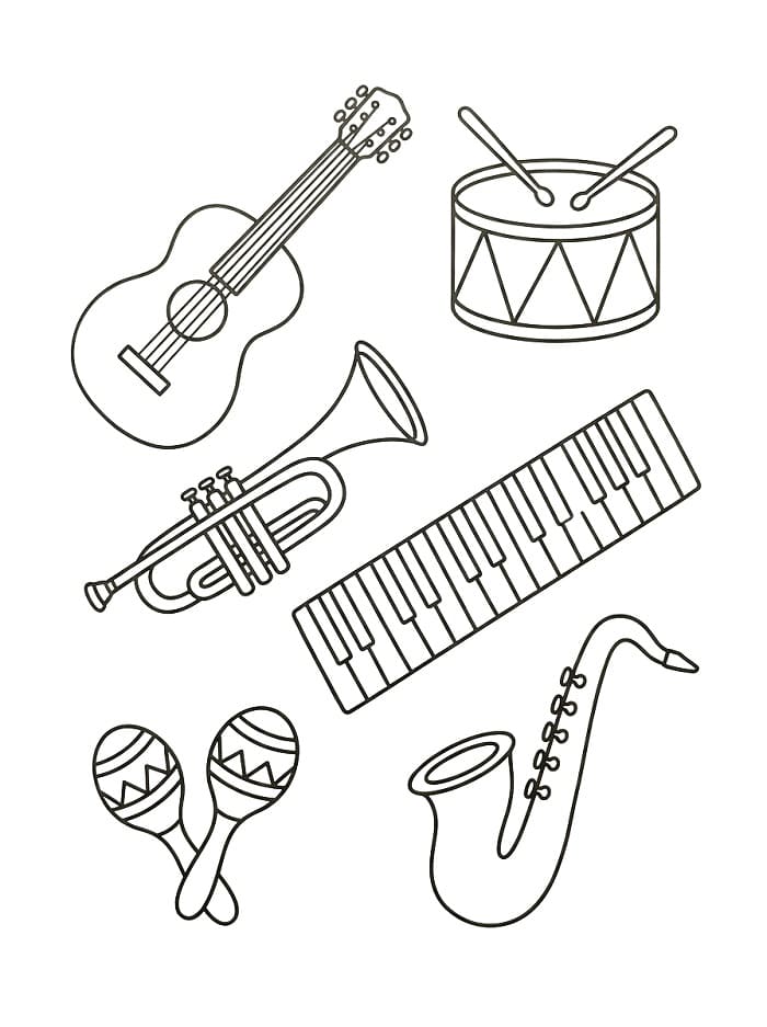 Coloriage Instruments de musique normaux