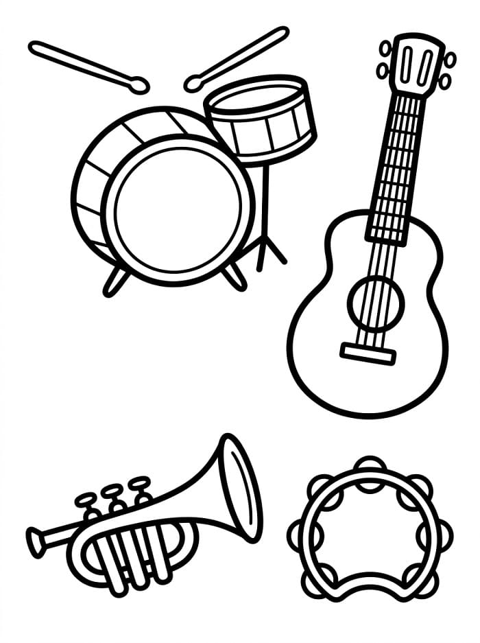 Coloriage Instruments de musique parfaits