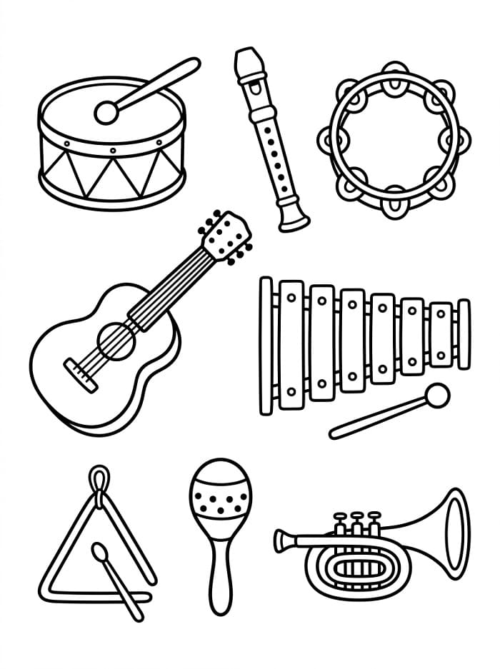 Coloriage Instruments Musique Imprimable Gratuit Pour les Enfants