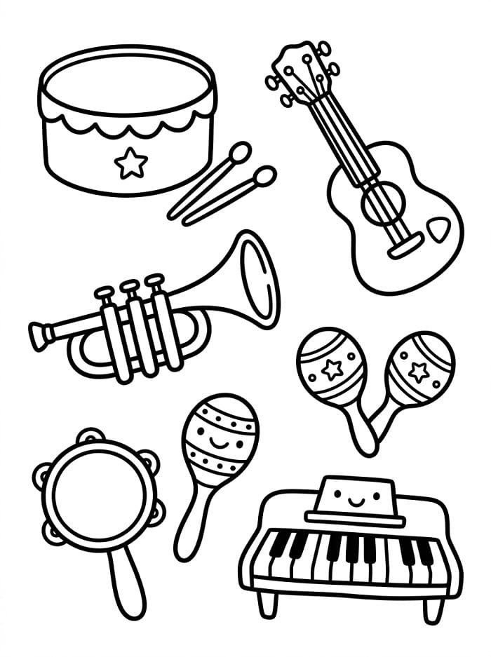 Coloriage Instruments Musique Pour les Enfants