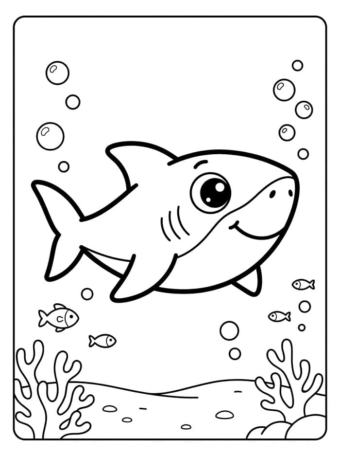 Coloriage Kawaii Baby Shark