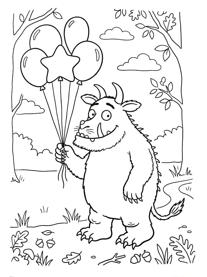 Coloriage Le Gruffalo avec des ballons