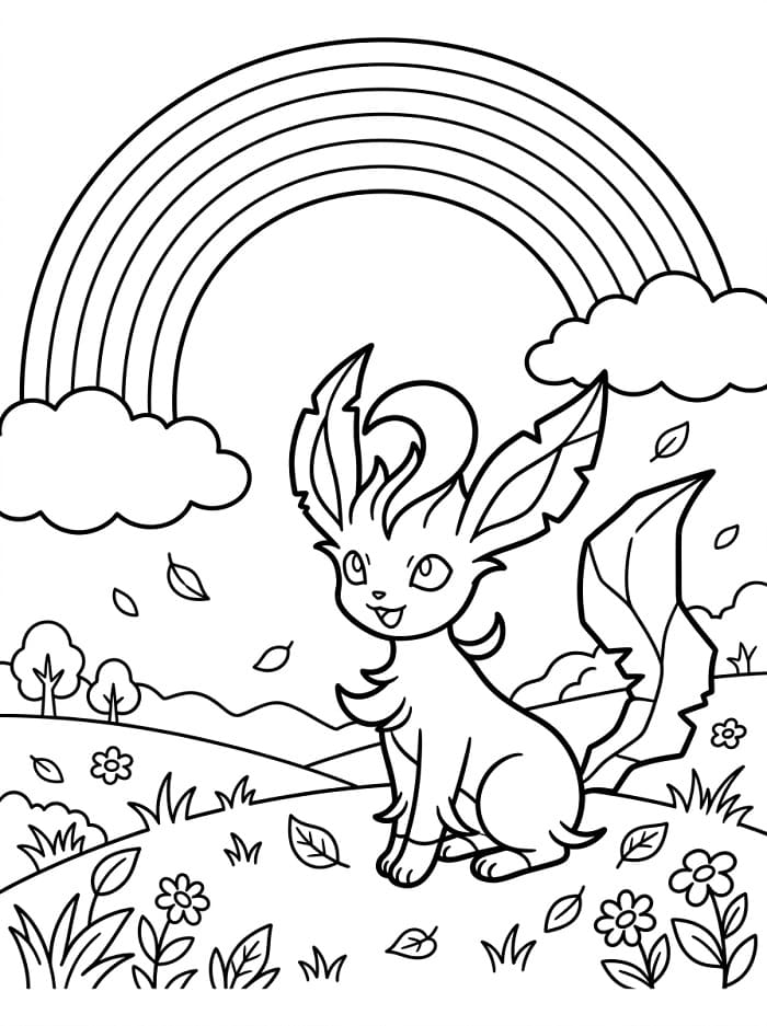 Coloriage Phyllali avec un arc-en-ciel