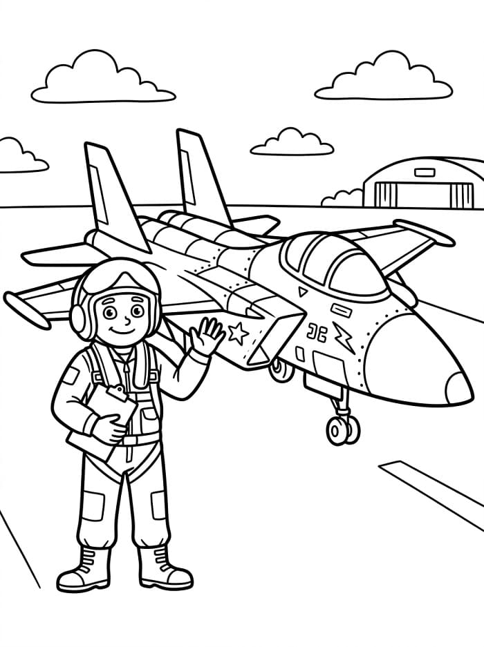 Coloriage Pilote de chasse