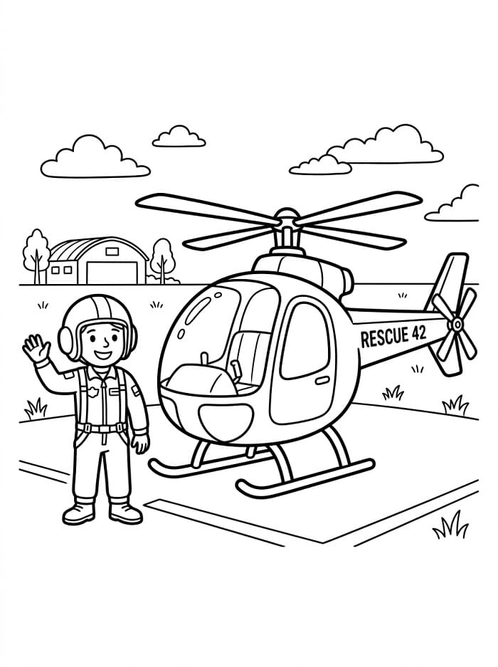 Coloriage Pilote d'hélicoptère