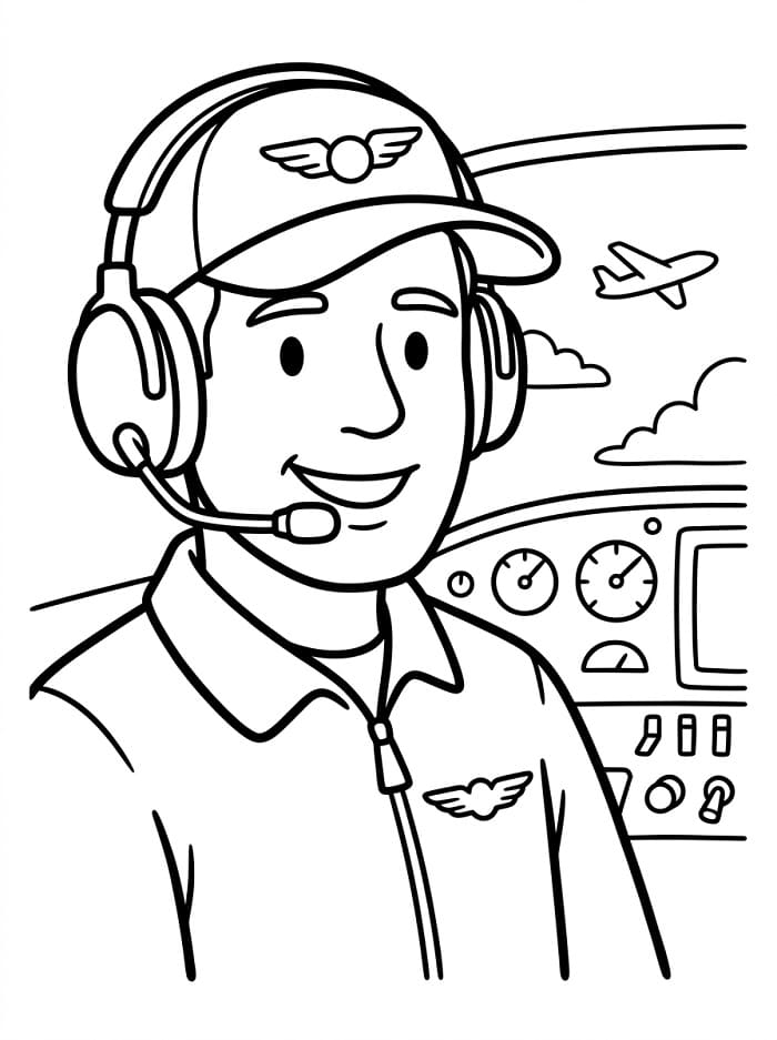 Coloriage Pilote heureux