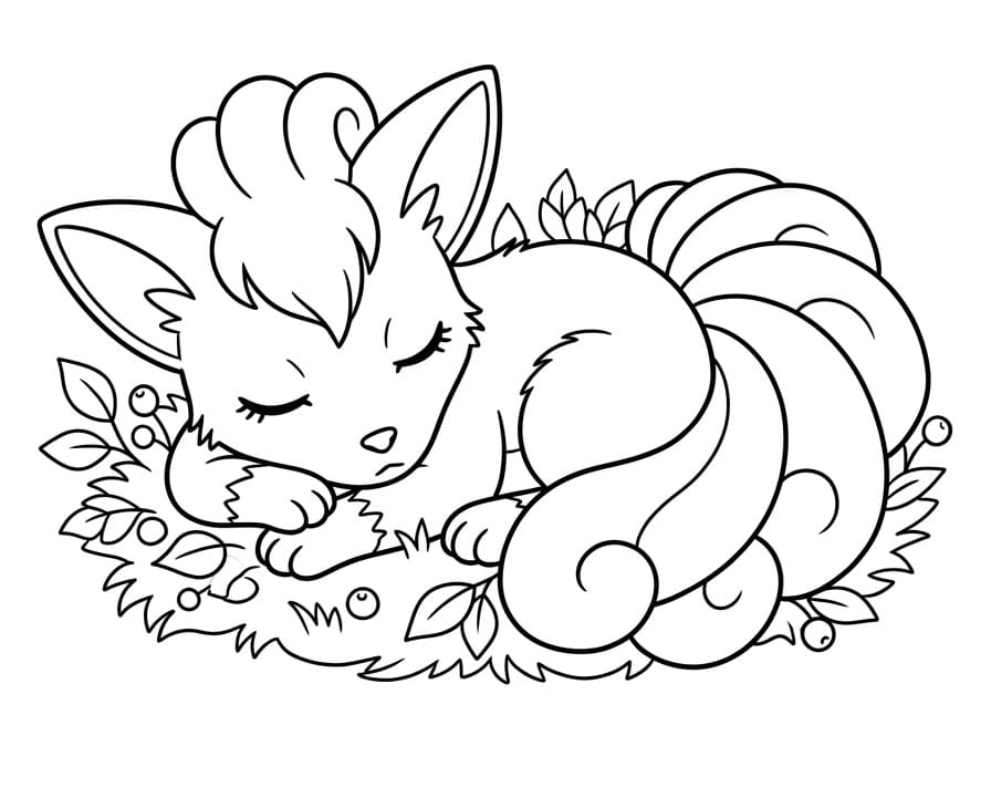 Coloriage Pokemon Goupix Endormi
