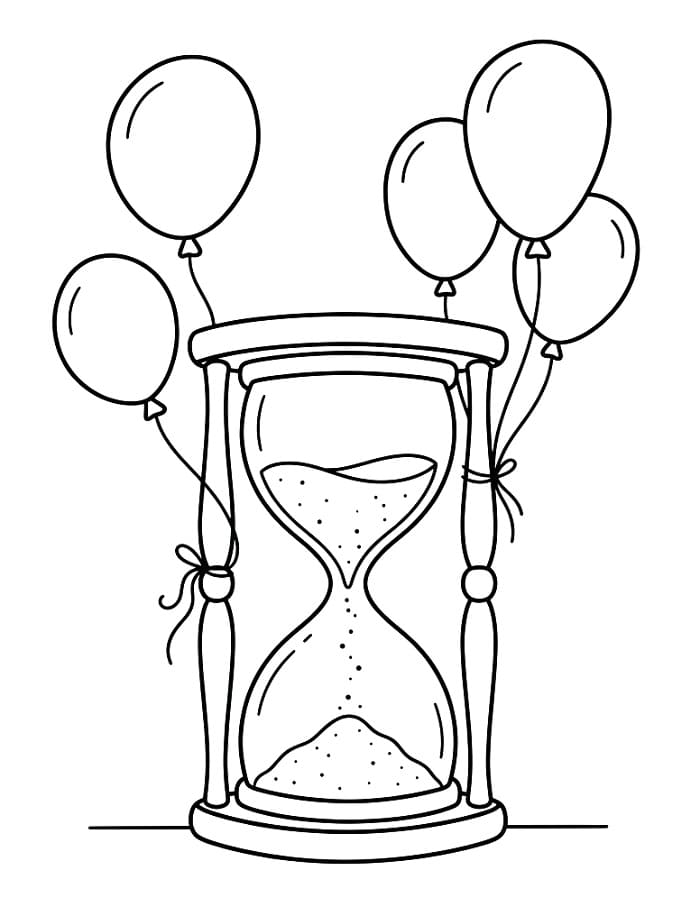Coloriage Sablier et ballons