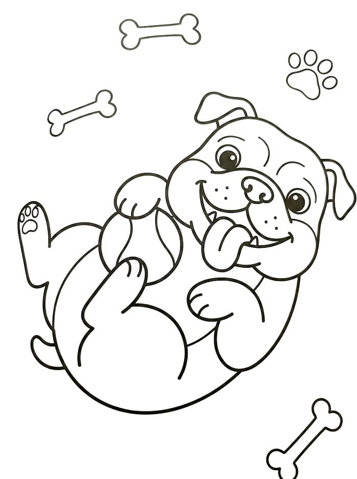 Coloriage Un Bouledogue heureux