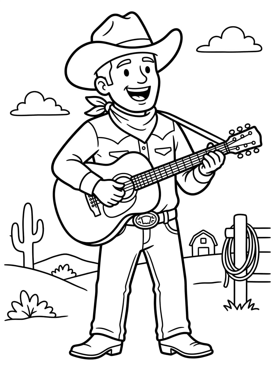 Coloriage Un chanteur cowboy