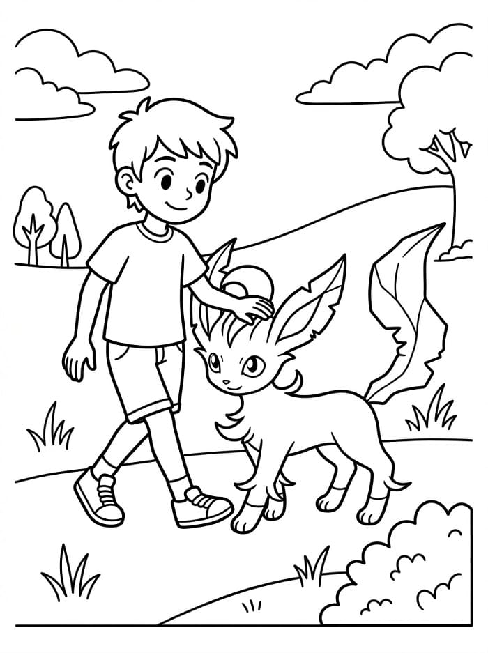 Coloriage Un garçon et Phyllali