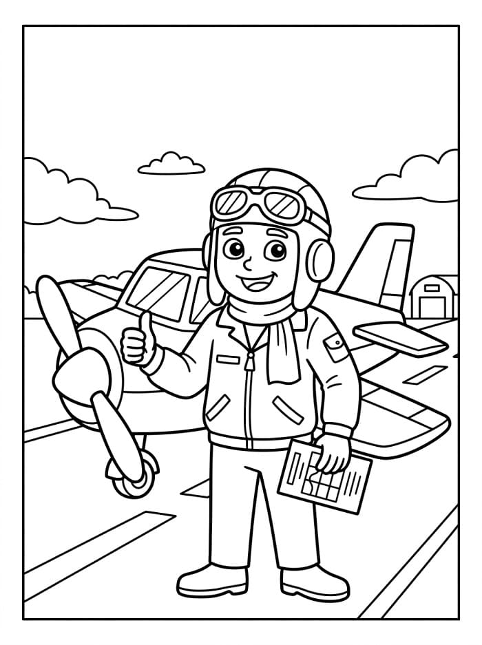 Coloriage Un pilote heureux