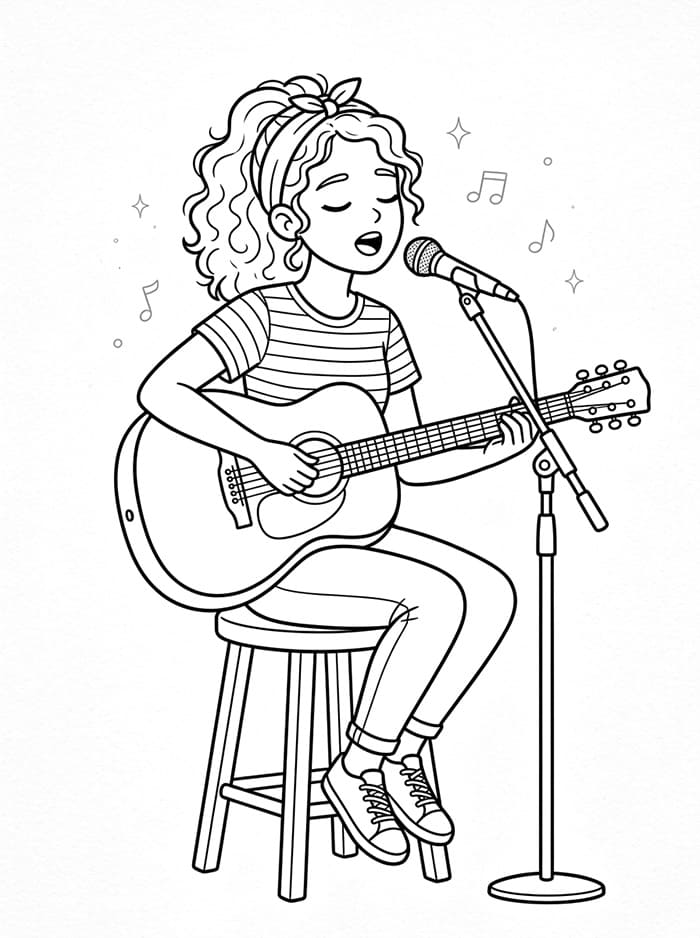 Coloriage Une belle chanteuse