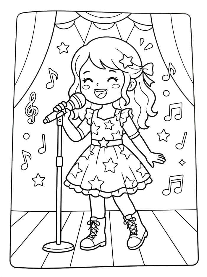 Coloriage Une Chanteuse