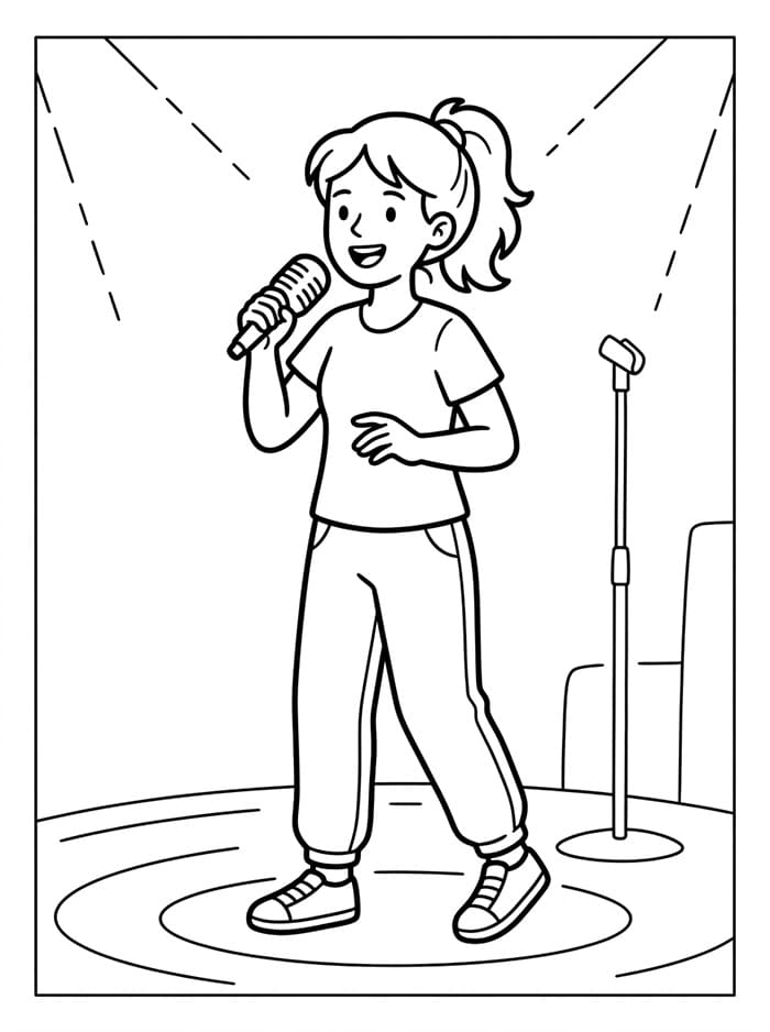Coloriage Une charmante chanteuse