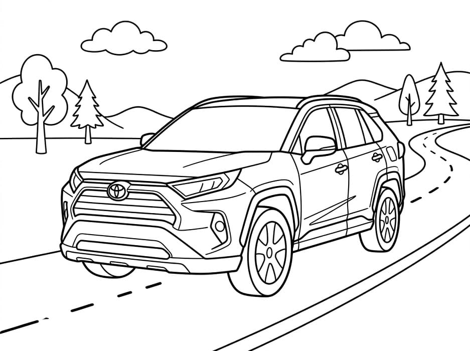 Coloriage Une Toyota sur la route