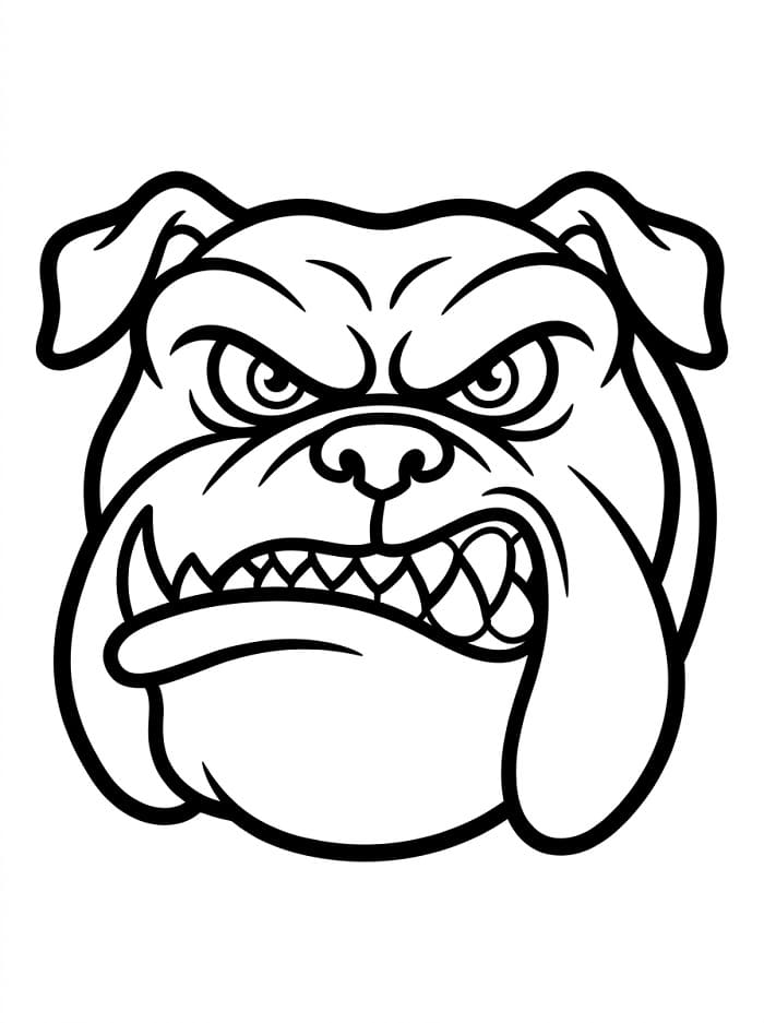 Coloriage Visage de bouledogue en colère