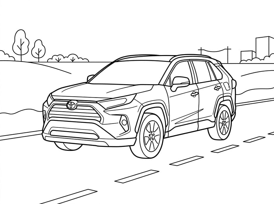 Coloriage Voiture Toyota sur la route