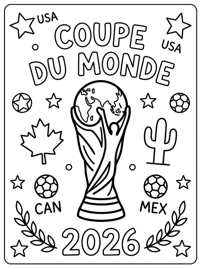 Coloriage Gratuit Coupe du Monde 2026 Pour les Enfants